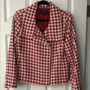 Talbots Red and White Houndstooth Jacket